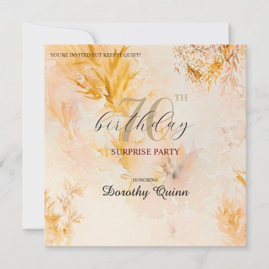 Invitation Aquarelle Soft Automne Feuilles Surprise Anniversa (Devant)