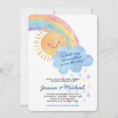 Invitation Aquarelle soleil et Baby shower arc-en-ciel (Devant)
