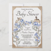 Invitation Aquarelle souris et baby shower bleuet (Devant)