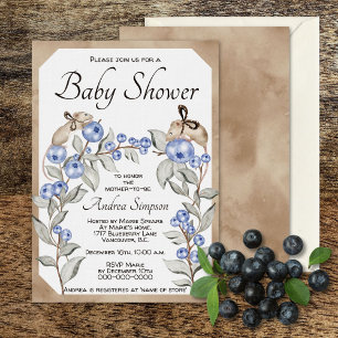 Invitation Aquarelle souris et baby shower bleuet