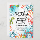 Invitation Aquarelle sous la mer Amis fête d'anniversaire (Devant)