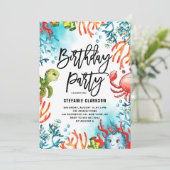 Invitation Aquarelle sous la mer Amis fête d'anniversaire (Debout devant)