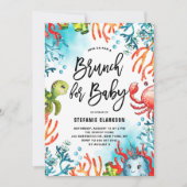 Invitation Aquarelle sous la mer Baby shower Brunch (Devant)