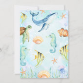 Invitation Aquarelle sous la mer Créatures 1er anniversaire (Dos)
