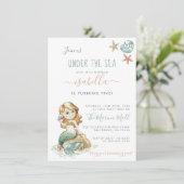 Invitation Aquarelle sous la mer Sirène fête d'anniversaire (Debout devant)