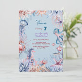 Invitation Aquarelle sous l'anniversaire de enfant marin (Debout devant)