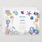 Invitation Aquarelle sous l'anniversaire de enfant marin (Devant)