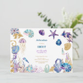 Invitation Aquarelle sous l'anniversaire de enfant marin (Debout devant)