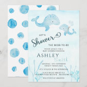 Invitation Aquarelle sous le Baby shower marin (Devant / Derrière)