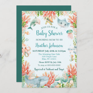 Invitation Aquarelle sous le Baby shower marin