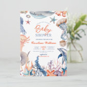 Invitation Aquarelle sous le baby shower marin (Debout devant)