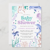 Invitation Aquarelle sous le Baby shower rétro de l'océan Mer (Devant)
