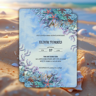 Invitation Aquarelle sous le Baby shower Sea Wonder