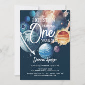 Invitation Aquarelle spatiale Galaxie 1er anniversaire (Devant)