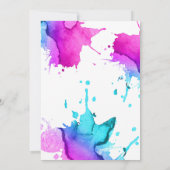 Invitation Aquarelle Splash Élégante Typographie Sweet 16 (Dos)