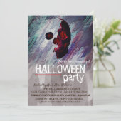 Invitation Aquarelle Squelette Bleu Peint Halloween Art (Debout devant)