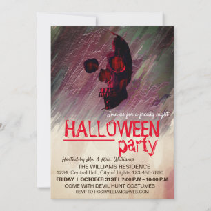 Invitation Aquarelle Squelette rose Peint Halloween Art