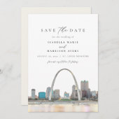Invitation Aquarelle St Louis Arch Mariage Enregistrer la dat (Devant / Derrière)