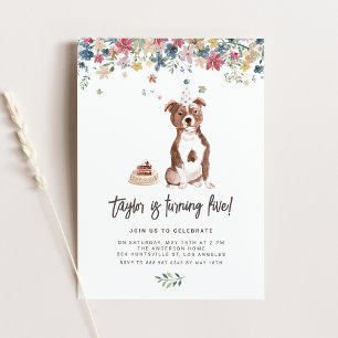Invitation Aquarelle Staffordshire Bull Terrier Chien Anniver