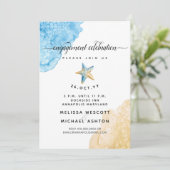 Invitation Aquarelle Starfish Mer + Fiançailles de la côte de (Debout devant)