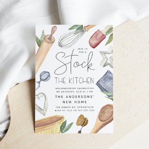 Invitation Aquarelle Stock La Cuisine Fête de Chauffage