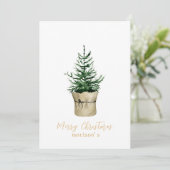 Invitation Aquarelle style boho sapin de Noël (Debout devant)