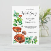 Invitation Aquarelle Sublime Rouge Poppies en style Vintage (Debout devant)