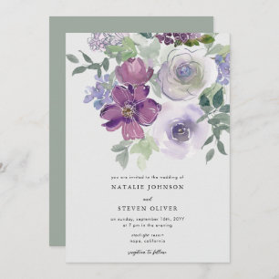 Invitation Aquarelle subtile Elegant Floral Mariage 