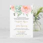 Invitation Aquarelle Succulent Blush Floral Élégant Mariage (Debout devant)