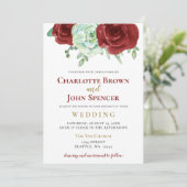 Invitation aquarelle succulent bordeaux or mariage floral (Debout devant)