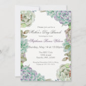 Invitation Aquarelle Succulent Fête des Mères Brunch Invitati (Devant)