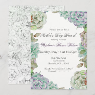 Invitation Aquarelle Succulent Fête des Mères Brunch Invitati