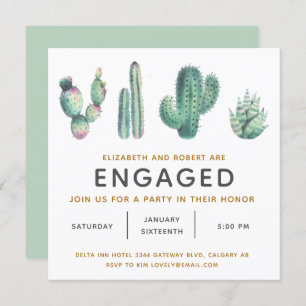 Invitation Aquarelle Succulent Fiançailles de cactus