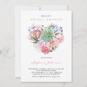 Invitation Aquarelle Succulent Floral Heart Brunch Douche (Devant)