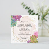 Invitation Aquarelle Succulent Gold Terrarium Fête des mariée (Debout devant)