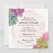 Invitation Aquarelle Succulent Gold Terrarium Fête des mariée (Devant)