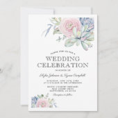 Invitation Aquarelle Succulent Pastel Floral Mariage (Devant)