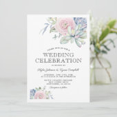 Invitation Aquarelle Succulent Pastel Floral Mariage (Debout devant)