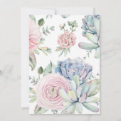 Invitation Aquarelle Succulent Pastel Floral Mariage (Dos)