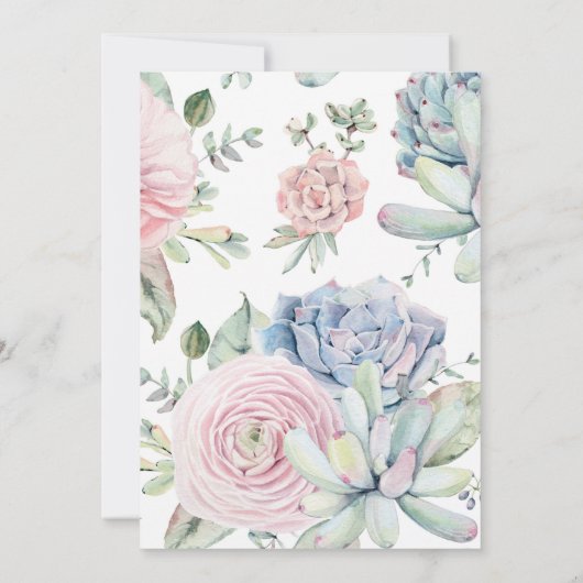Invitation Aquarelle Succulent Pastel Floral Mariage (Dos)