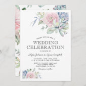 Invitation Aquarelle Succulent Pastel Floral Mariage (Devant / Derrière)