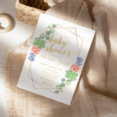 Invitation Aquarelle Succulent Terrarium Baby shower