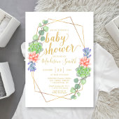 Invitation Aquarelle Succulent Terrarium Baby shower