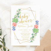 Invitation Aquarelle Succulent Terrarium Baby shower