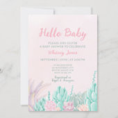 Invitation Aquarelle Succulente Baby shower de fille botaniqu (Devant)