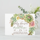 Invitation Aquarelle Succulente, Baby shower de points de cac (Debout devant)
