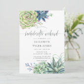Invitation Aquarelle Succulente Bachelorette Week-end Agenda (Debout devant)
