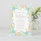 Invitation Aquarelle Succulente du jardin | Anniversaire (Debout devant)