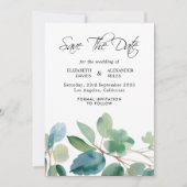Invitation Aquarelle Succulente Eucalyptus Enregistrer la dat (Devant)