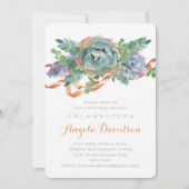 Invitation Aquarelle Succulente fête d'anniversaire Brunch (Devant)